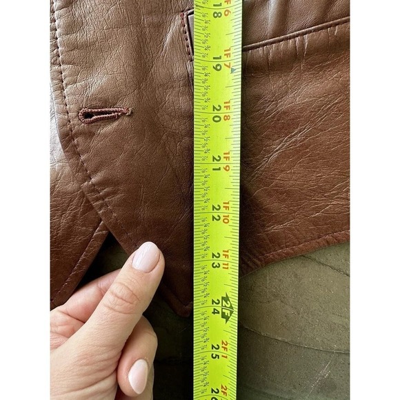 Vtg 70s Pioneer Leather Vest Mens Sz S Western Cowboy Equestrian Button Down​​​ - Picture 10 of 11